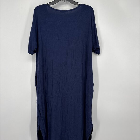 White Mark Women's Plus Size Short Sleeve V-Neck Maxi Dress Navy Size 1X NWT - Picture 3 of 6